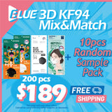 Blue 3D KF94 Mix & Match Special 200pcs is Back! + Free 10pcs Random Sample Pack