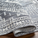 Alya Charcoal Textured Medallion Rug – modern elegance, plush comfort, polyester