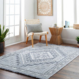Alya Charcoal Textured Medallion Rug – modern elegance, plush comfort, polyester