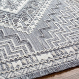 Alya Charcoal Textured Medallion Rug – modern elegance, plush comfort, polyester