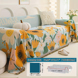 Boho Chic Double-sided Chenille Sofa Cover with Tassels - All-Season - Bohemian Couch Protector, Tassel Sofa Throw, Reversible Chenille Cover