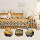 Boho Chic Double-sided Chenille Sofa Cover with Tassels - All-Season - Bohemian Couch Protector, Tassel Sofa Throw, Reversible Chenille Cover