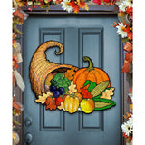 Autumn Harvest Door Hanger, Fall Holiday Decor, Handcrafted Wooden Ornament