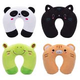 Kids Cartoon U-Shaped Plush Travel Neck Pillow - Cervical Support, Machine Washable Cover, Airplane Comfort