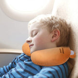 Kids Cartoon U-Shaped Plush Travel Neck Pillow - Cervical Support, Machine Washable Cover, Airplane Comfort