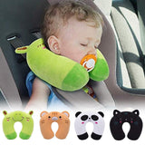 Kids Cartoon U-Shaped Plush Travel Neck Pillow - Cervical Support, Machine Washable Cover, Airplane Comfort