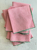 Holiday Seersucker Red and Green, set of four - Festive Table Napkins, Holiday Cloth Linens, Reusable Dinner Towels
