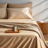 Copper-Infused Bamboo Cooling Sheet Set – Breathable Antimicrobial Luxury Bedding, moisture-wicking sheets, hypoallergenic bamboo bedding, deep pocket cooling linens