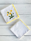 Dandelion Flour Sack Towels, set of two - Embroidered Kitchen Towels, Absorbent Cotton Cloths, Flour Sack Dish Towels
