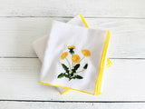Dandelion Flour Sack Towels, set of two - Embroidered Kitchen Towels, Absorbent Cotton Cloths, Flour Sack Dish Towels