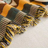 Boho Chic Double-sided Chenille Sofa Cover with Tassels - All-Season - Bohemian Couch Protector, Tassel Sofa Throw, Reversible Chenille Cover