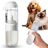 Portable 12 oz Dog Water Bottle with Detachable Drinking Bowl - One-Hand Dispensing, Impurity Filter, Silicone Carry Strap