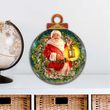 Enchanted Santa Christmas Wreath, Handcrafted Holiday Decor, Wooden Door Hanger