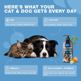 Wild-Caught Salmon & Pollock Oil Food Topper for Dogs & Cats, 32 oz - Omega 3-6-9, EPA & DHA, Skin & Coat Support