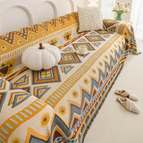 Boho Chic Double-sided Chenille Sofa Cover with Tassels - All-Season - Bohemian Couch Protector, Tassel Sofa Throw, Reversible Chenille Cover