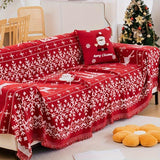 Festive Red Christmas Sofa Cover | Slipcovers for Couches (1-4 Seats) - Holiday Couch Protector, Red Sofa Slipcover, Christmas Decor Cover