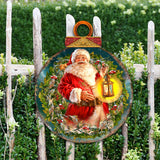 Enchanted Santa Christmas Wreath, Handcrafted Holiday Decor, Wooden Door Hanger