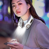 Hands-Free Neck Fan with Light - Bladeless Cooling, Rechargeable 5200mAh Battery, 5-Speed Airflow
