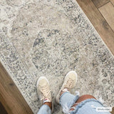 Rudo Neutral Medallion Washable Rug – classic design, easy-care, versatile