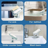 Decor Leaf Shape Self-Draining Soap Holder with Suction Cup for Bathroom & Kitchen, Soap Dish, Drain Tray, Countertop Organizer, Leaf Soap Holder, Self-Draining Soap Dish, Suction Cup Soap Tray