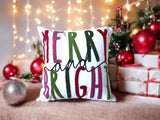 Merry & Bright Holiday Embroidered Pillow – festive décor, artisan-crafted, cotton