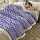 Winter Coral Flannel Blanket, Soft Thermal Throw, Cozy Home Blanket