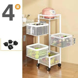 Stackable Metal Rotating Basket Rack with Wheels - rotating storage rack, kitchen organizer cart, stackable basket shelf