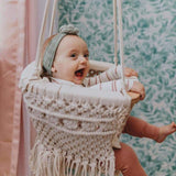 Handmade Organic Macrame Baby Swing – Boho Indoor/Outdoor Seat — organic cotton, artisan crafted, nursery decor