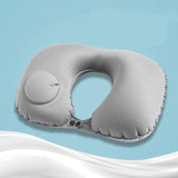 Inflatable Travel Neck Pillow for Airplane and Car Rest - Quick Inflate Valve, Compact Carry Pocket, Adjustable Firmness