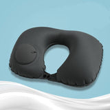 Inflatable Travel Neck Pillow for Airplane and Car Rest - Quick Inflate Valve, Compact Carry Pocket, Adjustable Firmness
