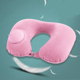 Inflatable Travel Neck Pillow for Airplane and Car Rest - Quick Inflate Valve, Compact Carry Pocket, Adjustable Firmness