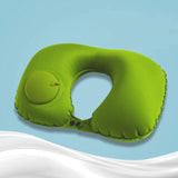 Inflatable Travel Neck Pillow for Airplane and Car Rest - Quick Inflate Valve, Compact Carry Pocket, Adjustable Firmness