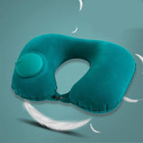 Inflatable Travel Neck Pillow for Airplane and Car Rest - Quick Inflate Valve, Compact Carry Pocket, Adjustable Firmness