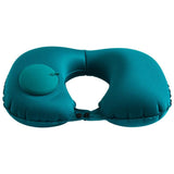 Inflatable Travel Neck Pillow for Airplane and Car Rest - Quick Inflate Valve, Compact Carry Pocket, Adjustable Firmness