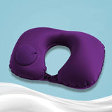Inflatable Travel Neck Pillow for Airplane and Car Rest - Quick Inflate Valve, Compact Carry Pocket, Adjustable Firmness