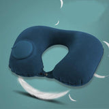 Inflatable Travel Neck Pillow for Airplane and Car Rest - Quick Inflate Valve, Compact Carry Pocket, Adjustable Firmness