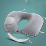 Inflatable Travel Neck Pillow for Airplane and Car Rest - Quick Inflate Valve, Compact Carry Pocket, Adjustable Firmness