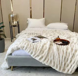Luxury Faux Rabbit Fur Blanket, Soft Winter Throw, Plush Home Blanket