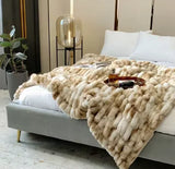 Luxury Faux Rabbit Fur Blanket, Soft Winter Throw, Plush Home Blanket
