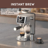 Wirsh Home Barista Plus 20 Bar Espresso Machine – Stainless Steel Coffee Maker with Steam Wand, Touch Screen Control, Precision Pressure Gauge-espresso maker, steam wand, pressure control