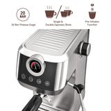 Wirsh Home Barista Plus 20 Bar Espresso Machine – Stainless Steel Coffee Maker with Steam Wand, Touch Screen Control, Precision Pressure Gauge-espresso maker, steam wand, pressure control