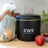 Countertop Compost Bin - Stainless Steel, Kitchen Compost Bin, 6.5 Liter, Plastic-Free