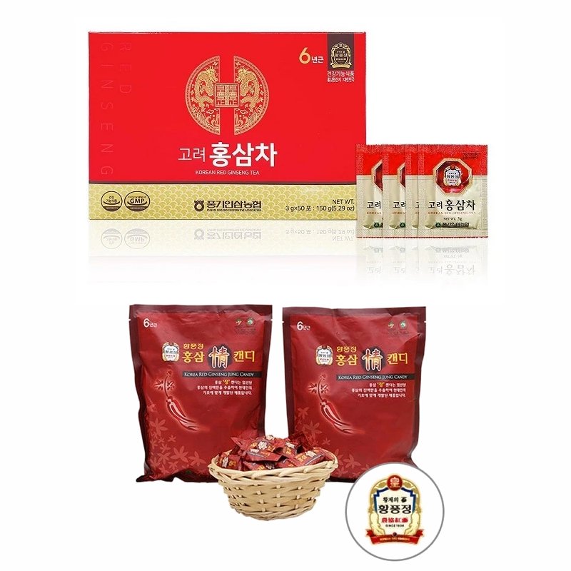 [Bundle] 6 Years Punggi Korean Red Ginseng Tea 150g (3g / 50PK) + Candy 300g x 3 Packs - Be Healthy USA