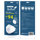 Dr.Puri KF94 Mask Large White - Adjustable Ear Loops for Bundle