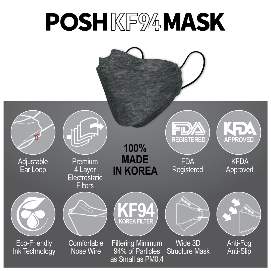 POSH KF94 Mask Melange Licorice (C05)