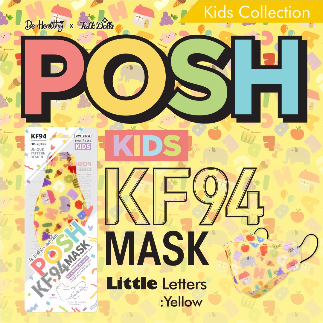 POSH KIDS KF94 Small Mask Little Letters - Yellow (KA07) - 1pc