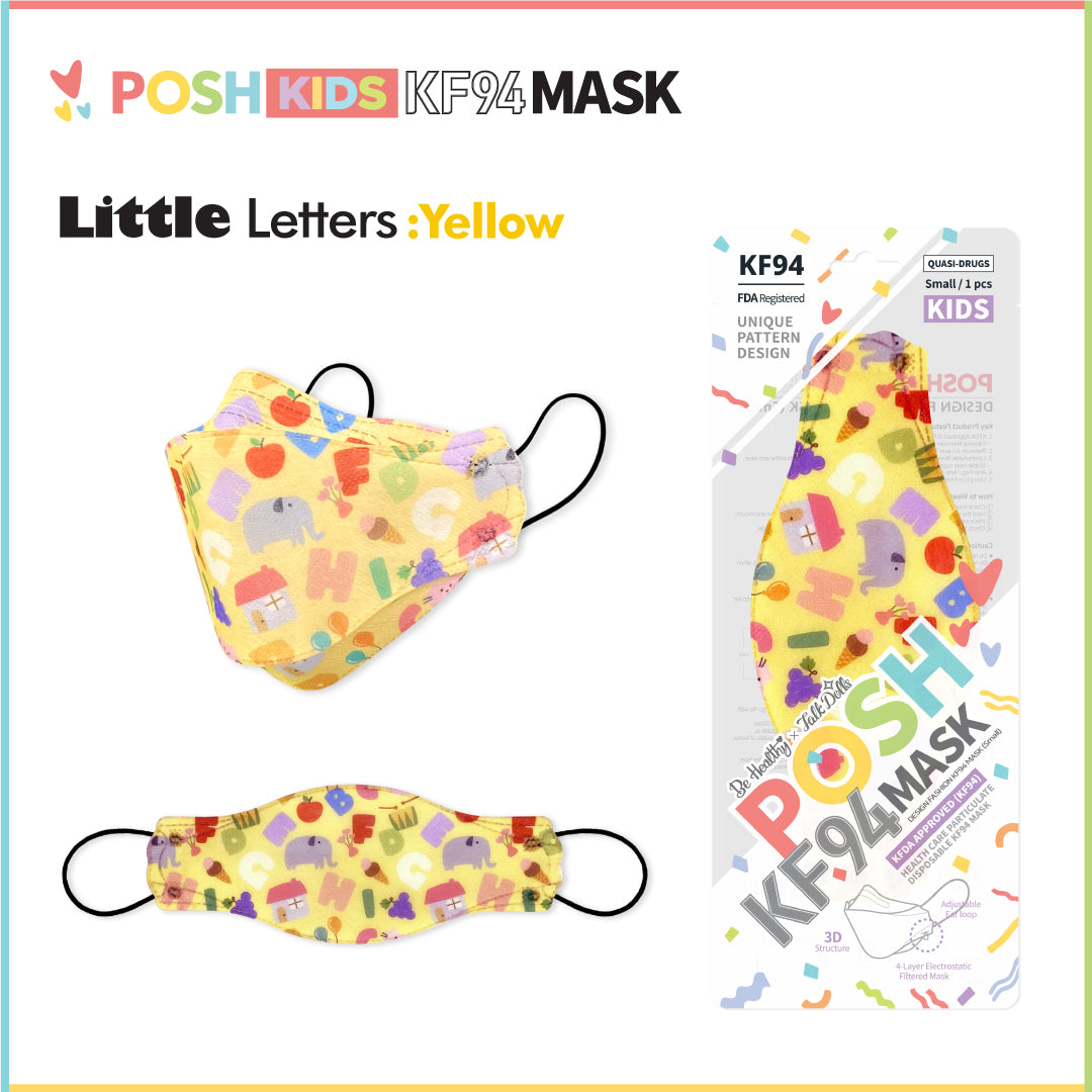 POSH KIDS KF94 Small Mask Little Letters - Yellow (KA07)