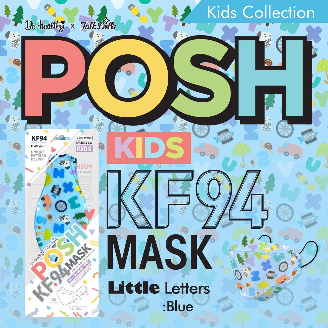 POSH KIDS KF94 Small Mask Little Letters - Blue (KA09)