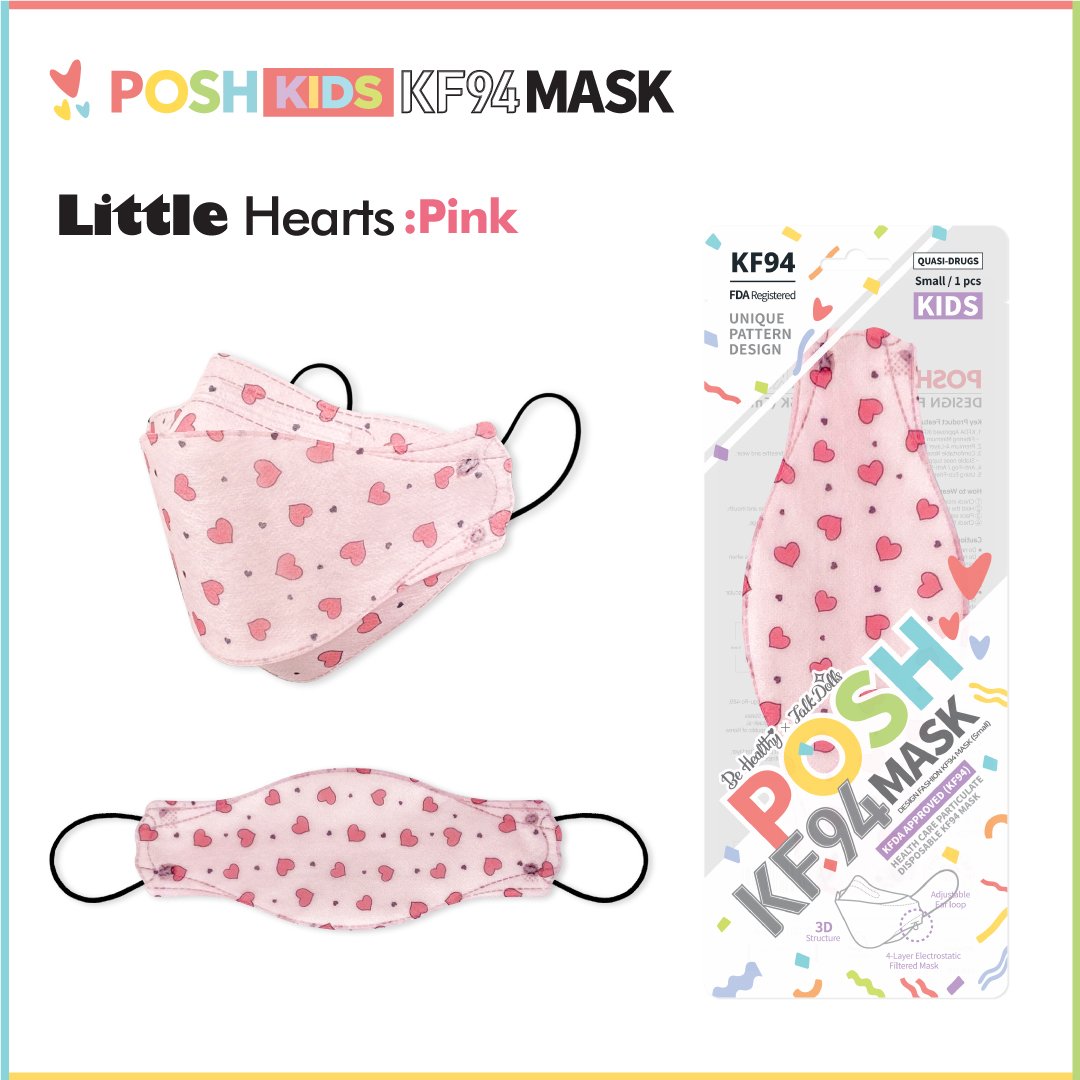 POSH KIDS KF94 Small Mask Little Hearts - Pink (KA11) - 1pc