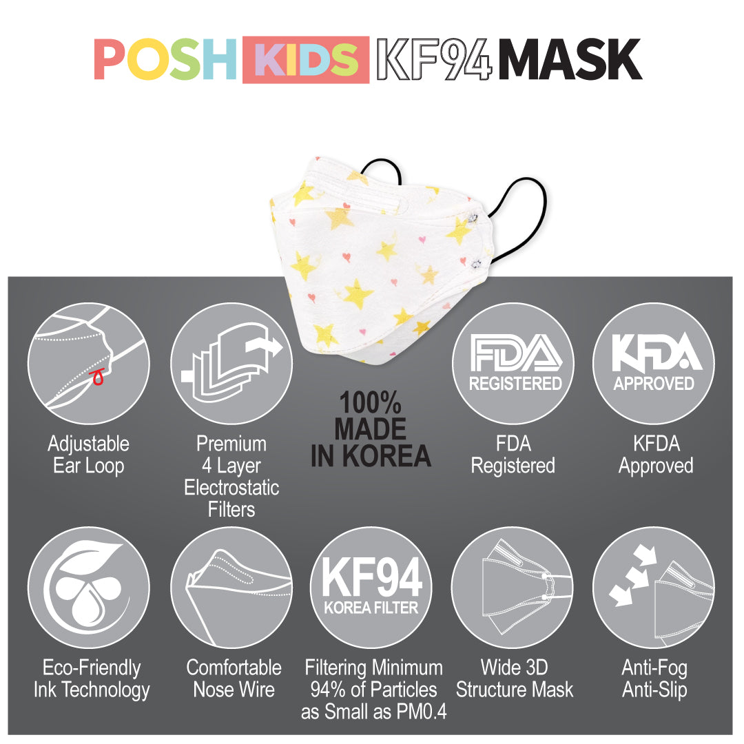 POSH KIDS KF94 Small Mask Little Stars - White (KA12)
